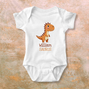 Süßer neutraler Dinosaurier personalisierter Name Baby Strampler