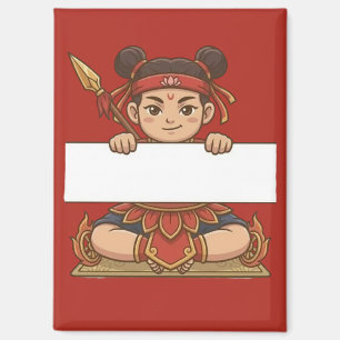 Süßer Nezha mit leerem Schild Magnet