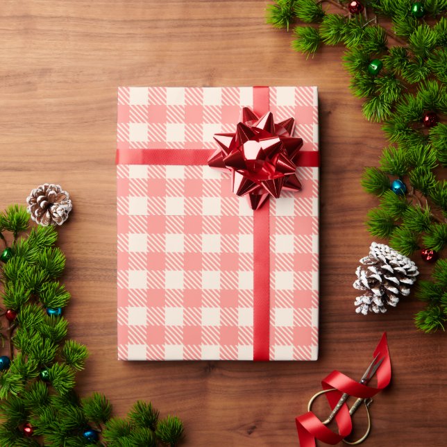 Süßer niedlich rosa Gingham kariert geprüft Geschenkpapier (Feiertagsgeschenk)