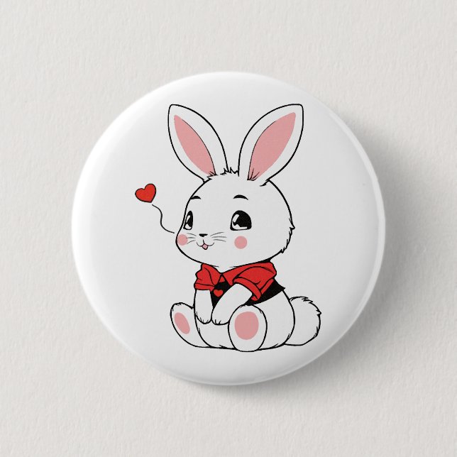 Süßer niedlicher Hase Button (Vorderseite)
