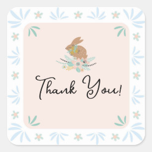 Süßer niedlicher Hase Kaninchen Tier 1. Geburtstag Quadratischer Aufkleber