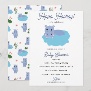 Süßer Nilpferd Hip Hippo Hurra Baby Shower Einladung