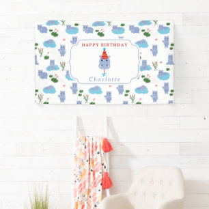Süßer Nilpferd Hip Hippo Hurra Kindergeburtstag Banner