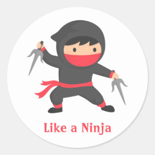 Süßer Ninja-Junge mit Sai-Waffen für Kinder Runder Aufkleber