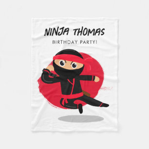 Süßer Ninja Schwarz Rot Kinder Geburtstagsfeier T- Fleecedecke
