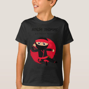Süßer Ninja Schwarz Rot Kinder Geburtstagsfeier T- T-Shirt