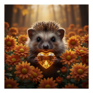 Süßer November-Igel mit Topas-Herz Poster
