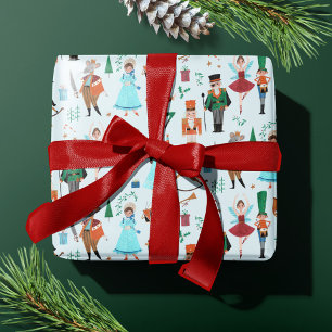 Süßer Nussknacker Pastellblau Weihnachtsfeier Geschenkpapier