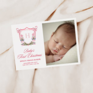 Süßer Nussknacker-Weihnachts-Monogramm-Wappen-Baby Feiertagskarte