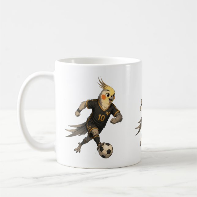 Süßer Nymphensittich-Fußballspieler Kaffeetasse (Links)