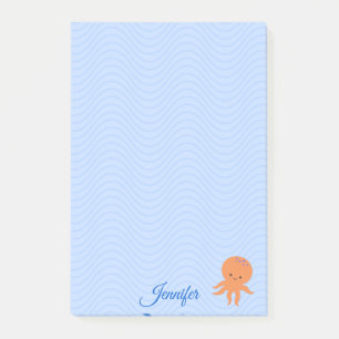 Süßer Oktopus Cartoon Blaue Wellen Benutzerdefinie Post-it Klebezettel