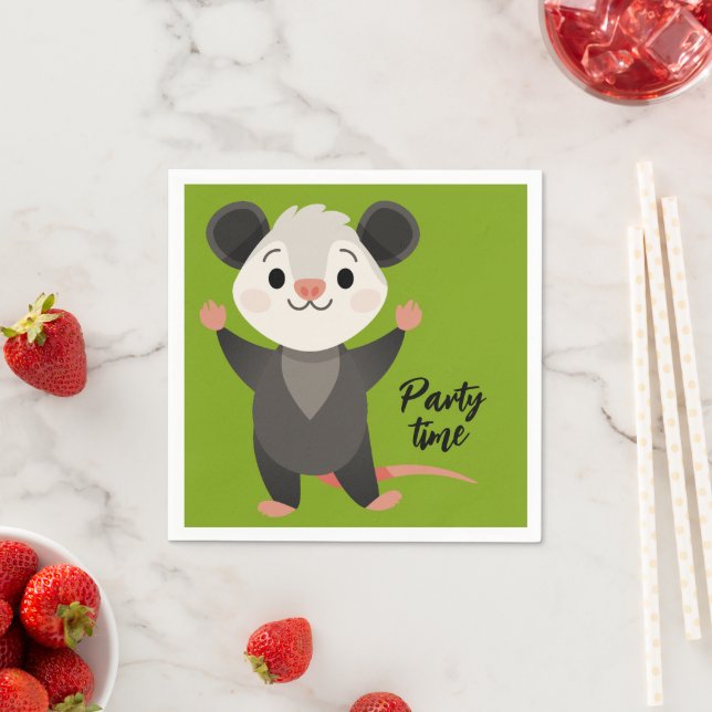 Süßer Opossum “Party Time” Serviette (Beispiel)