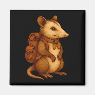 Süßer Opossum-Rucksacktourist Camping-Wanderer Wal Magnet