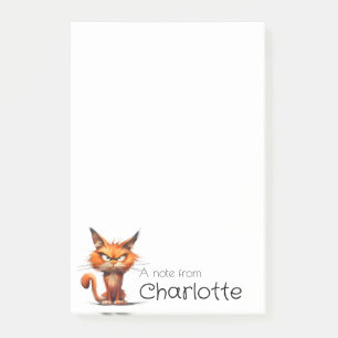 Süßer orange Cartoon-Katzenname Post-it Klebezettel