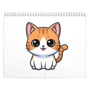 Süßer orange getigerter Kitcharakter Kalender