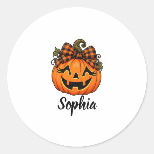 Süßer orange Kürbis Monogramm Name Halloween Runder Aufkleber