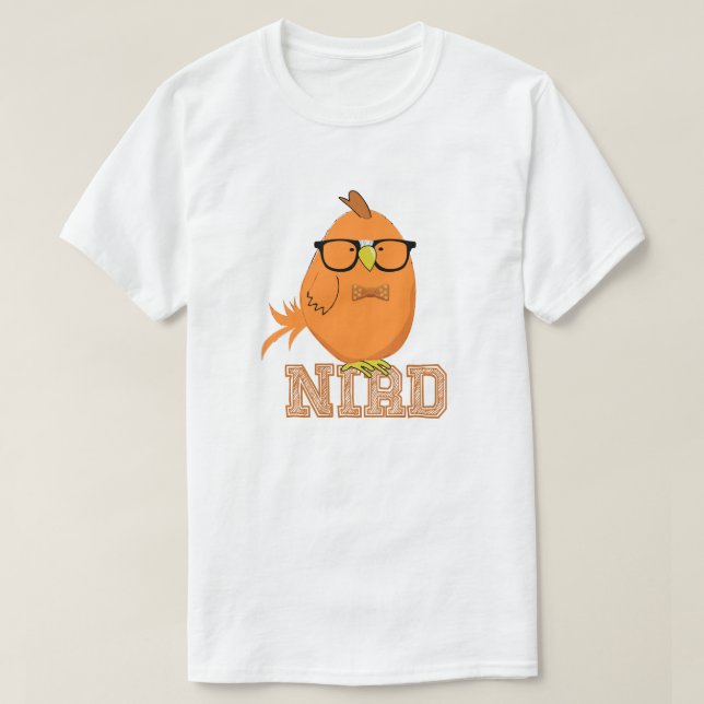 Süßer orange Nerd-Vogel T-Shirt (Design vorne)