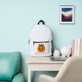 Süßer orangefarbener kleiner Kürbis Halloween Name Bedruckter Rucksack