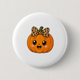 Süßer orangefarbener kleiner Kürbis Halloween Name Button