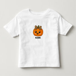 Süßer orangefarbener kleiner Kürbis Halloween Name Kleinkind T-shirt