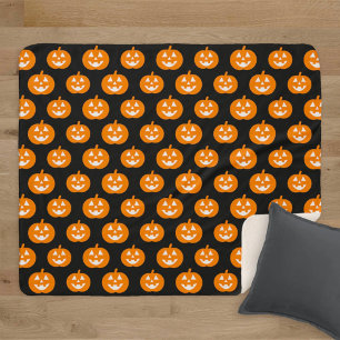 Süßer orangefarbener Kürbis Halloween-Muster Sherpadecke