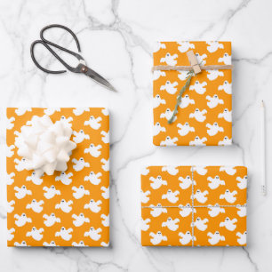 Süßer Oranger Geist Halloween Geschenkpapier Set