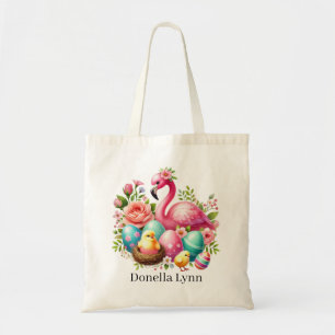 Süßer Oster-Pink-Flamingo, Name hinzufügen Tragetasche
