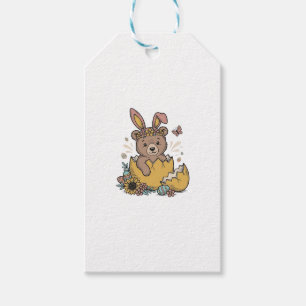 Süßer Osterbär in geknacktem Ei Vintage Vektor_1 Geschenkanhänger