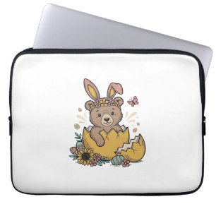 Süßer Osterbär in geknacktem Ei Vintage Vektor_1 Laptopschutzhülle