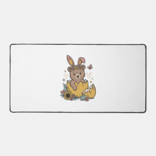 Süßer Osterbär in geknacktem Ei Vintage Vektor_1 Schreibtischunterlage