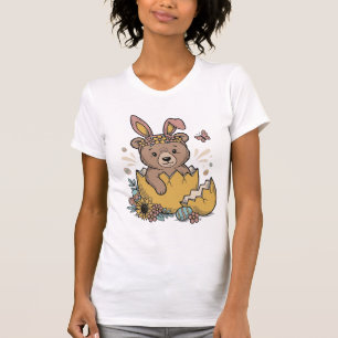 Süßer Osterbär in geknacktem Ei Vintage Vektor_1 T-Shirt