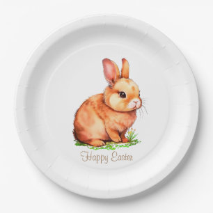Süßer Osterhase auf Weiß Pappteller