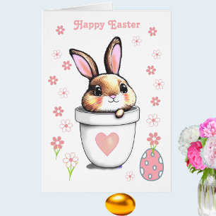 Süßer Osterhase-Blumentopf & rosa Blumen