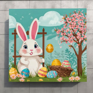Süßer Osterhase Bunte Eier Frühlingsblüte   Poster