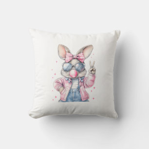 Süßer Osterhase, der Blasen bläst, Kaninchen-Fraue Kissen