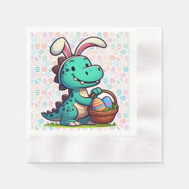 Süßer Osterhase-Dinosaurier Serviette (Vorderseite)