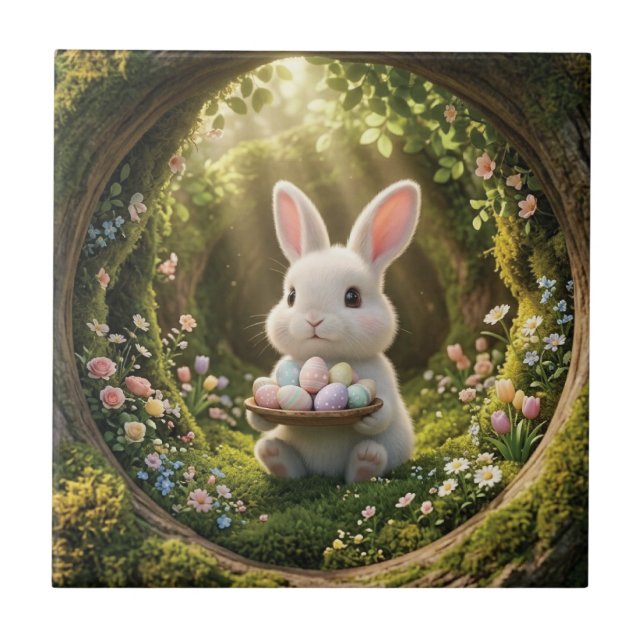 Süßer Osterhase Fliese (Vorderseite)