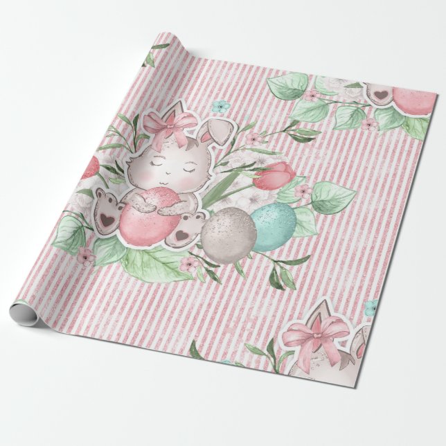 Süßer Osterhase Geschenkpapier (Ungerollt)