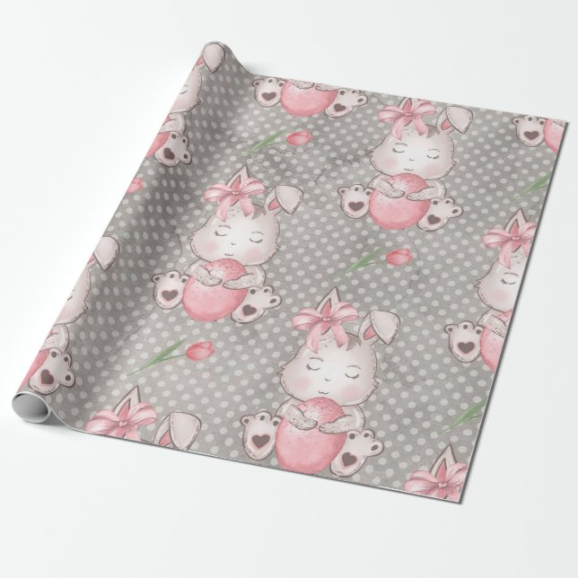 Süßer Osterhase Geschenkpapier (Ungerollt)