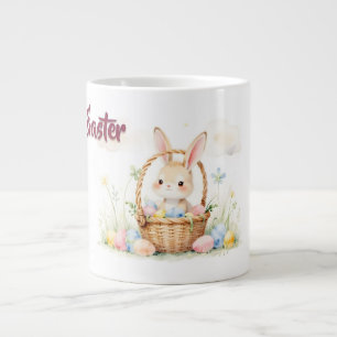 Süßer Osterhase im Korb mit farbenfrohen Eiern Jumbo-Tasse