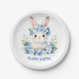 Süßer Osterhase im Wasserfarb-Stil mit Hortensien Pappteller
