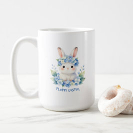Süßer Osterhase im Wasserfarblook mit Hortensien Kaffeetasse