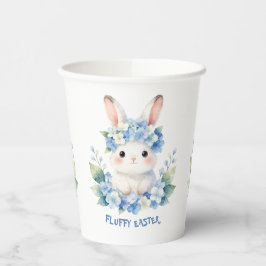 Süßer Osterhase im Wasserfarblook mit Hortensien Pappbecher
