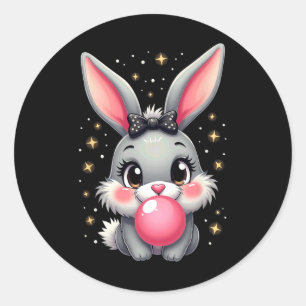 Süßer Osterhase Kaninchen Bubble Gum Runder Aufkleber