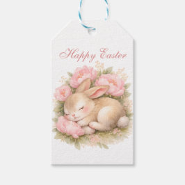 Süßer Osterhase Kaninchen Rosa Blush Pfingstrose Geschenkanhänger