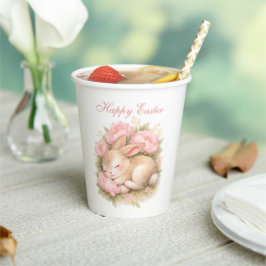 Süßer Osterhase Kaninchen Rosa Peonie Pappbecher