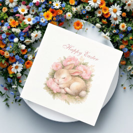 Süßer Osterhase Kaninchen Rosa Peonie Serviette