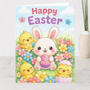 Süßer Osterhase & Küken Frohe Ostern Karte