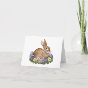 Süßer Osterhase mit Blumen LEER Karte