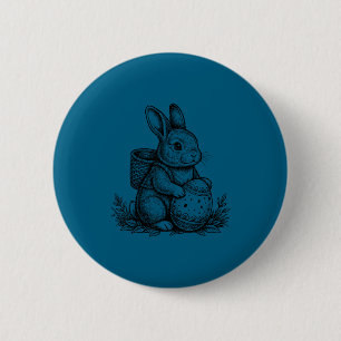 Süßer Osterhase mit Eierkorb Button